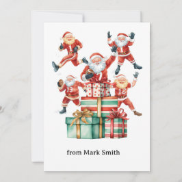 Football Christmas with Santa Claus シーズンカード