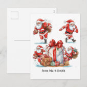 Football Christmas with Santa Claus シーズンポストカード (正面/裏面)