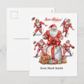 Football Christmas with Santa Claus シーズンポストカード (正面/裏面)
