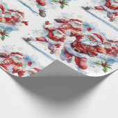 Football Christmas with Santa Claus ラッピングペーパー (角)