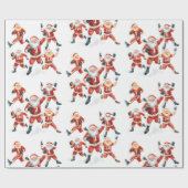 Football Christmas with Santa Claus ラッピングペーパー (フラット)