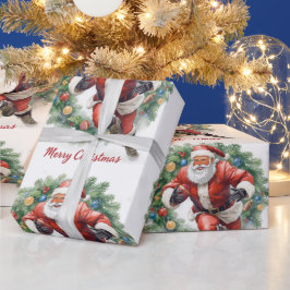 Football Christmas with Santa Claus ラッピングペーパー