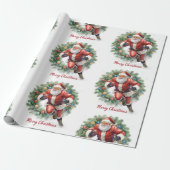 Football Christmas with Santa Claus ラッピングペーパー (アンロールド)