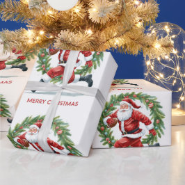 Football Christmas with Santa Claus ラッピングペーパー