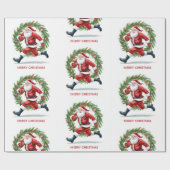 Football Christmas with Santa Claus ラッピングペーパー (フラット)