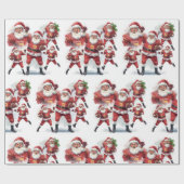Football Christmas with Santa Claus ラッピングペーパー (フラット)