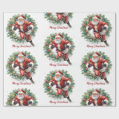 Football Christmas with Santa Claus ラッピングペーパー (フラット)