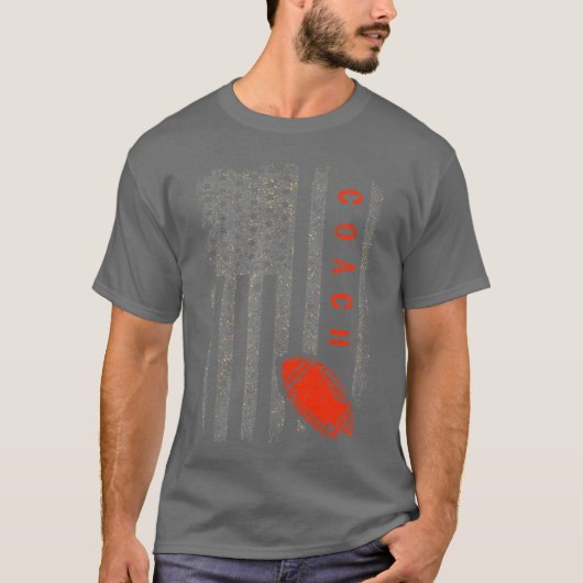 Football Coach American Flag Footballrainer Coachi Tシャツ (正面)