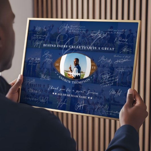 Football Coach Appreciation Collage Team Signature ポスター