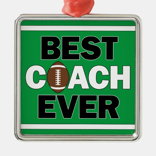 Football Coach BEST COACH EVER Sports Christmas メタルオーナメント (正面)