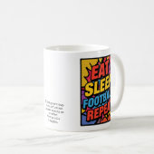 Football Eat Sleep Repeat Pop Art Personalized コーヒーマグカップ (正面右)