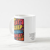 Football Eat Sleep Repeat Pop Art Personalized コーヒーマグカップ (正面左)