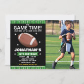  Football Field Birthday boy with Photo 招待状 (正面)