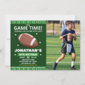  Football Field Birthday boy with Photo 招待状 (正面)