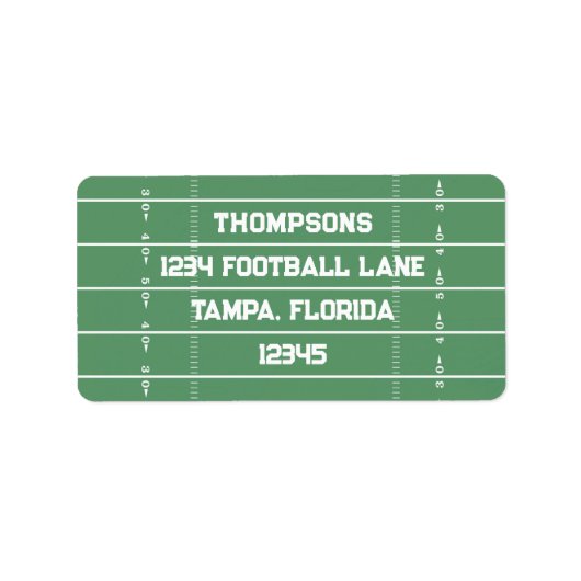 Football Field Custom Return Address ラベル (正面)