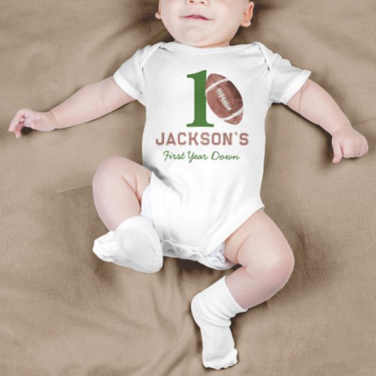 Football First Year Down ベビーボディスーツ