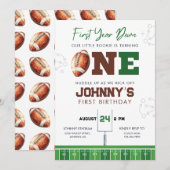 Football First Year Down 1st Birthday Invitation 招待状 (正面/裏面)