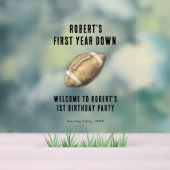 Football First Year Down 1st Birthday Party アクリルサイン (ニュートラル)