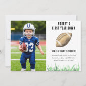 Football First Year Down 1st Birthday Party 招待状 (正面)