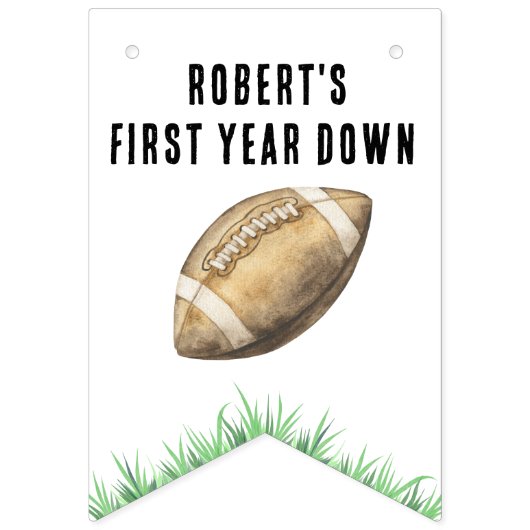 Football First Year Down Birthday Party バンティングフラッグ (第1の旗)