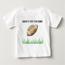Football First Year Down Birthday Party ベビーTシャツ