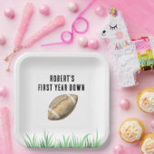 Football First Year Down Birthday Party ペーパープレート (パーティー)