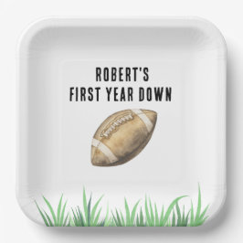Football First Year Down Birthday Party ペーパープレート