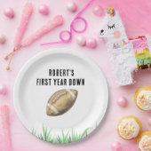 Football First Year Down Birthday Party ペーパープレート (パーティー)