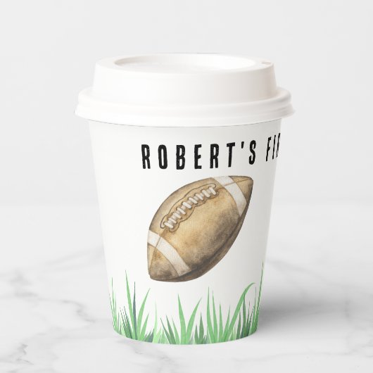 Football First Year Down Birthday Party 紙コップ (正面)