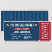 Football First Year Touchdown Birthday Ticket 招待状 (正面/裏面)