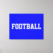 FOOTBALL Fun Bold Sporty White Text On Royal Blue キャンバスプリント (正面)