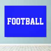 FOOTBALL Fun Bold Sporty White Text On Royal Blue キャンバスプリント (インサイチュ (ウッドフロア))