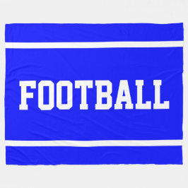 FOOTBALL Fun Bright Blue Sporty White Text Stripes フリースブランケット