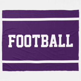 FOOTBALL Fun Deep Purple Sporty White Text Stripes フリースブランケット