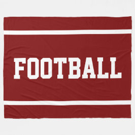 FOOTBALL Fun Deep Red Sporty White Text Stripes フリースブランケット