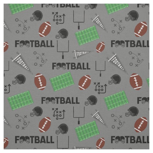 Football Fun on Gray ファブリック (見本)