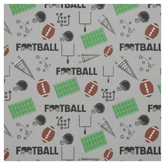 Football Fun on Light Gray ファブリック (見本)
