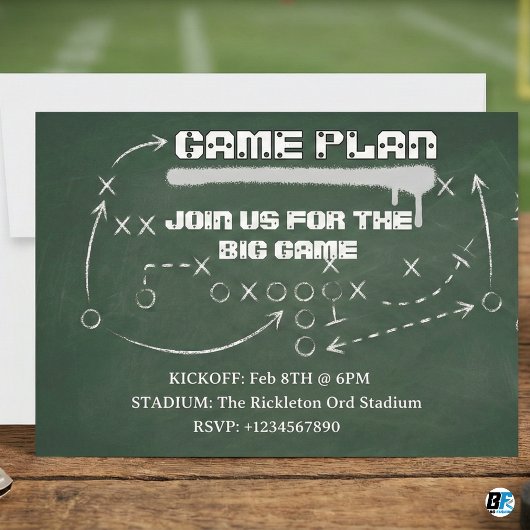 Football Game Plan Chalkboard Big Game Party 招待状