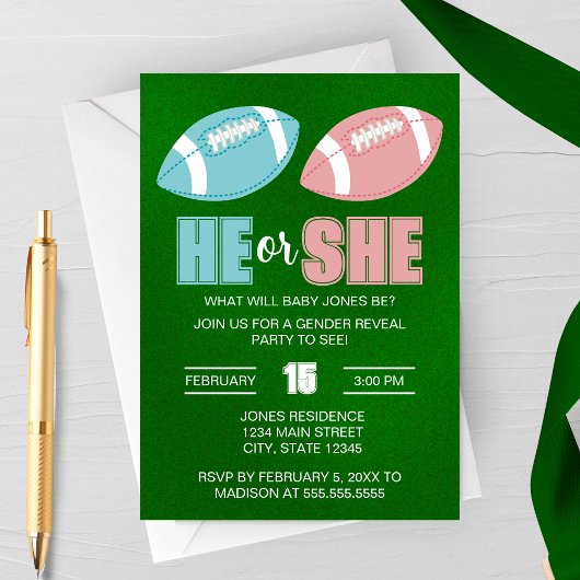 Football Gender Reveal Invitation 招待状