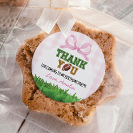 Football Girl Birthday Party Pink Bow ラウンドシール