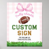 Football Girl Birthday Party Table Sign ポスター (正面)