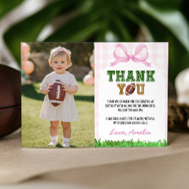 Football Girl Birthday Photo Thank You Card サンキューカード