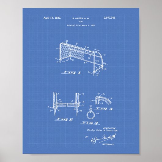 Football Goal 1937 Patent Art Blueprint ポスター (正面)