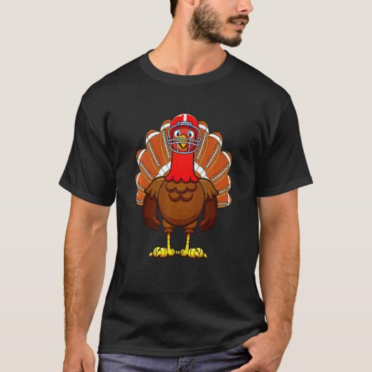 Football Gobble Player Turkey Thankful Thanksgivin Tシャツ (正面)