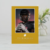 Football Graduation Photo Golden Grad Announcement 箔招待状 (立ち正面)