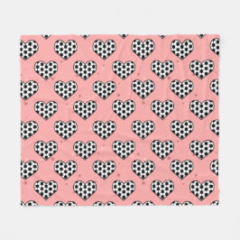Football Heart Ball Texture - Pink Background  フリースブランケット