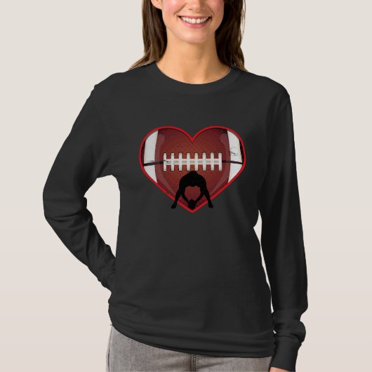 Football Heart Valentine's Day Football  Mens Wome Tシャツ (正面)