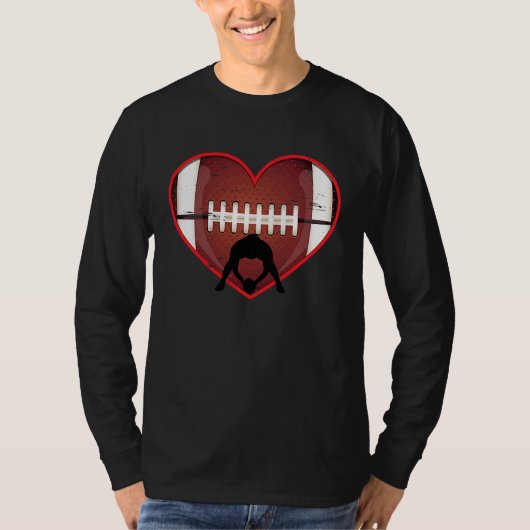 Football Heart Valentine's Day Football Mens Wome Tシャツ (正面)