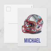 Football Helmet Pop Art Motivational Name シーズンポストカード (正面/裏面)