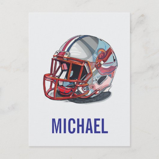 Football Helmet Pop Art Motivational Name シーズンポストカード (正面)